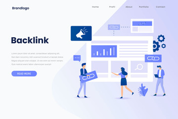 Wall Mural - Backlink illustration landing page. Illustration for websites, landing pages, mobile applications, posters and banners.
