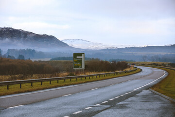 A9 road Scotland,  near Kingussie, Scottish highlands