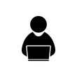 people with computer, person with laptop icon. One of set web icon