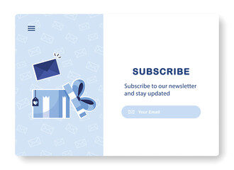 Poster - subscription to newsletter, news, offers, promotions. gift with bow and closed envelope. web templat