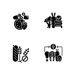 Wall Mural - Food groups black glyph icons set on white space