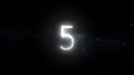 Wall Mural - White glowing countdown numbers on outer space stars and sky background, space exploration concept