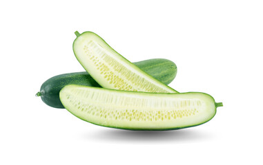 Canvas Print - cucumber cut horizontal isolated on white background