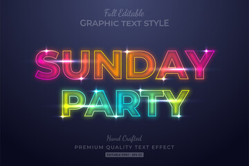 Sticker - Sunday Party Neon Editable 3D Text Style Effect Premium