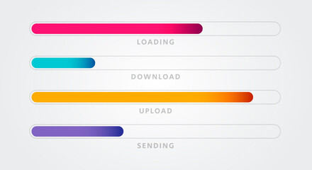 Poster - vector illustration colorful loading bar set. collection download and upload procees