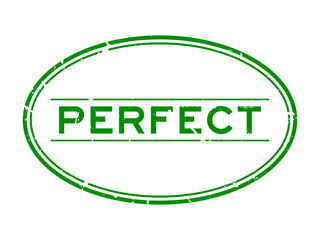 Poster - Grunge green perfect word oval rubber seal stamp on white background