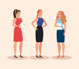 Sticker - group of elegant executive businesswomen vector illustration design