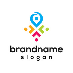 Sticker - Group map logo design vector