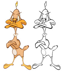 Wall Mural - Vector Illustration of a Cute Cartoon Character Bird for you Design and Computer Game. Coloring Book