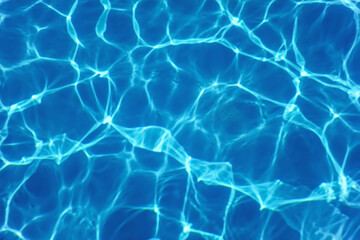 Wall Mural - Blue Ripple Water Background, Swimming Pool Water Sun Reflection 