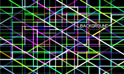 Aufkleber - Abstract background with colorful neon lines on black. For use in all types of design work. Vector illustration.