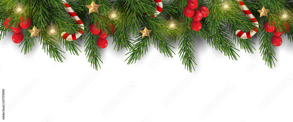 Merry Christmas and Happy New Year. Christmas banner design of tree ...