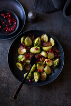 Roasted Brussel Sprouts With Bacon And Pomegranate