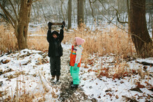 Kids On A Winter Hike