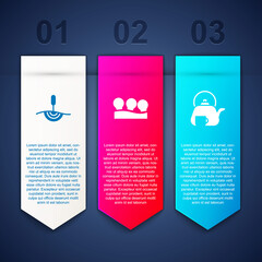 Sticker - Set Acupuncture therapy, Vacuum cans and Teapot with. Business infographic template. Vector.