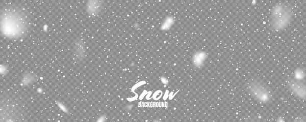 Aufkleber - Realistic falling snow with snowflakes. Winter transparent background for Christmas or New Year card. Frost storm effect. Vector illustration.