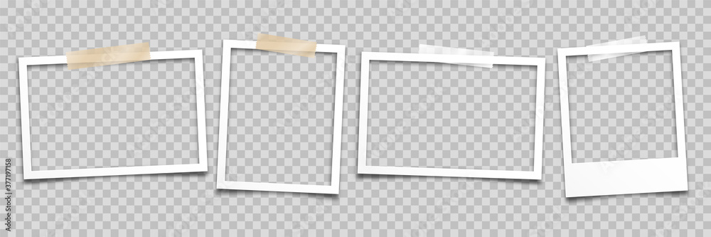 Realistic empty photo card frame, film set. Retro vintage photograph ...