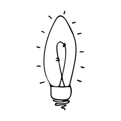 Light bulb icon. Black line on a white background. Illustrator.