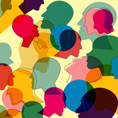 Wall Mural - People in discussion. Human heads. Vector ilustration.