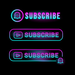 Poster - Neon light subscribe design collection isolated on black background