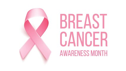 Wall Mural - Realistic pink ribbon. Animation with symbol of world breast canser awareness month in october.