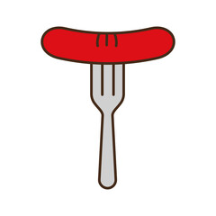 Wall Mural - sausage on fork line and fill style icon vector design