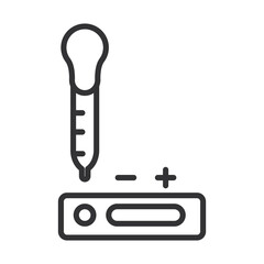 Poster - coronavirus covid19 diagnostics research, thermometer testing temperature line icon design