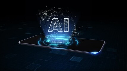 Poster - Smart Phone of 5g High Speed Internet Connection of Internet of things IOT,  Artificial Intelligence (AI), Data Mining Concept, Technology Digital Data Network Connection Concept. 3D rendering