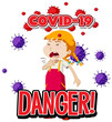 © blueringmedia - Font design for word danger covid-19 with sick girl