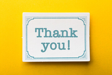 Wall Mural - Thank You Frame Label On Yellow Background