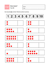Mathematics exercises. Educational page with mathematical numbers for children.