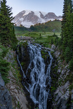 Stunning Waterfall At Mount Rainer National Park 