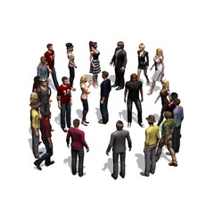 Poster - people - arranged in number 6 - with shadow - isolated on white background - 3D illustration