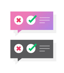 Fototapete - Poll vote digital quiz message notification notice ui element design, choosing yes no decision answer bubble vector, questionnaire survey, right and wrong, yes no checkboxes