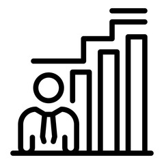 Poster - Outsource employee graph icon. Outline outsource employee graph vector icon for web design isolated on white background