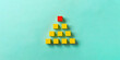 © Kana Design Image - Business material, pyramid-shaped block. Society, organization, strategy, top-down, plans, ideas, etc. ビジネス素材。ピラミッド型のブロック。社会、組織、戦略、トップダウン、計画、アイデアなど