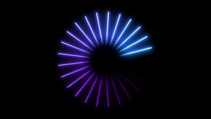 Poster - Bright neon preloader concept. Progress loading circle sign. Seamless loop.