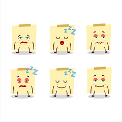 Sticker - Cartoon character of pale yellow sticky notes with sleepy expression