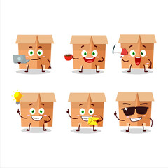 Poster - Office boxes cartoon character with various types of business emoticons