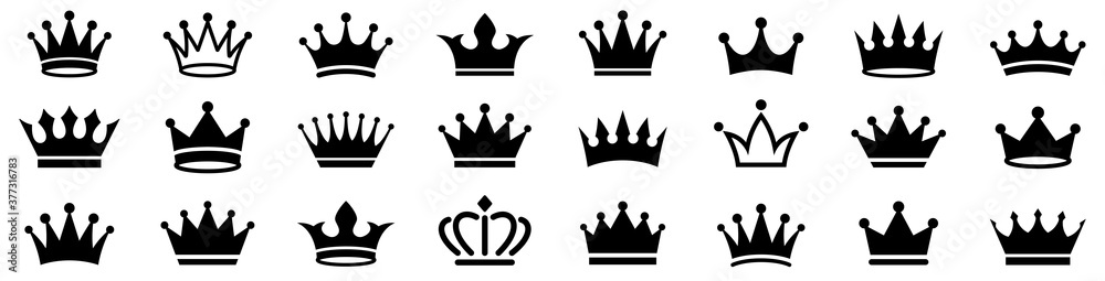 Crown icons set. Crown symbol collection. Vector illustration - obrazy, fototapety, plakaty 