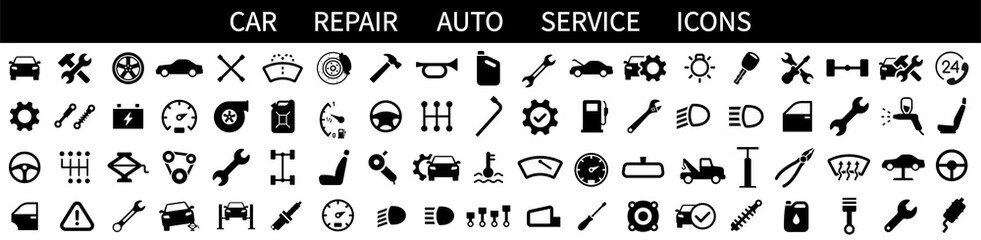 Wall Mural - Car service icons set. Car repair. Auto service. Garage icons collection. Vector