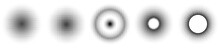 Set Of Simple Halftones. Black Gradient Circles Of Dots. Dotwork. Vector Illustration.