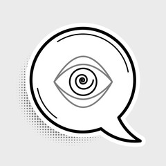 Poster - Line Hypnosis icon isolated on grey background. Human eye with spiral hypnotic iris. Colorful outline concept. Vector.