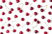 Fruit Pattern Of Cherries Isolated On White Background
