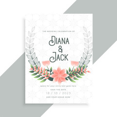 Poster - decorative flower floral wedding card template design