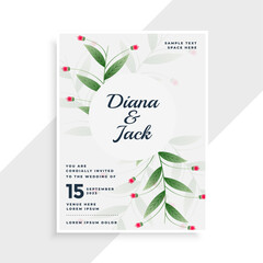 Poster - beautiful leaves style wedding invitation template design