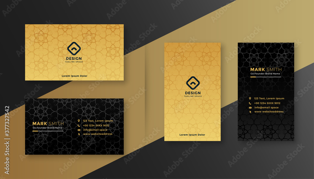 luxury royal black and gold business card design template - obrazy, fototapety, plakaty 