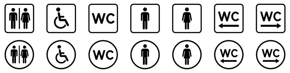 Wall Mural - Privies icons. WC sign. Toilet sign set. Vector illustration