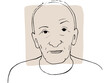 Hand-draw outline portrait of old man with light beige sample color.