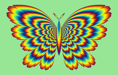 Wall Mural - fire butterfly. optical illusion of movement.